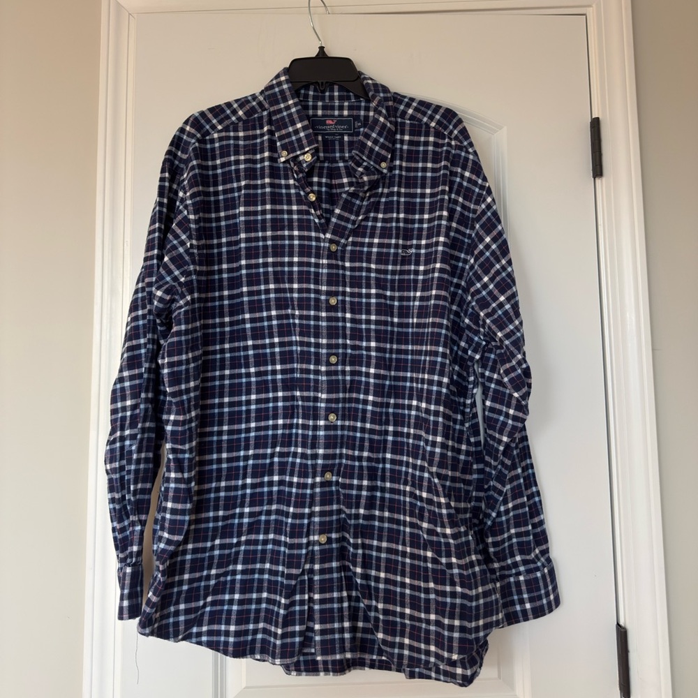 Vineyard Vines Navy Plaid flannel button down